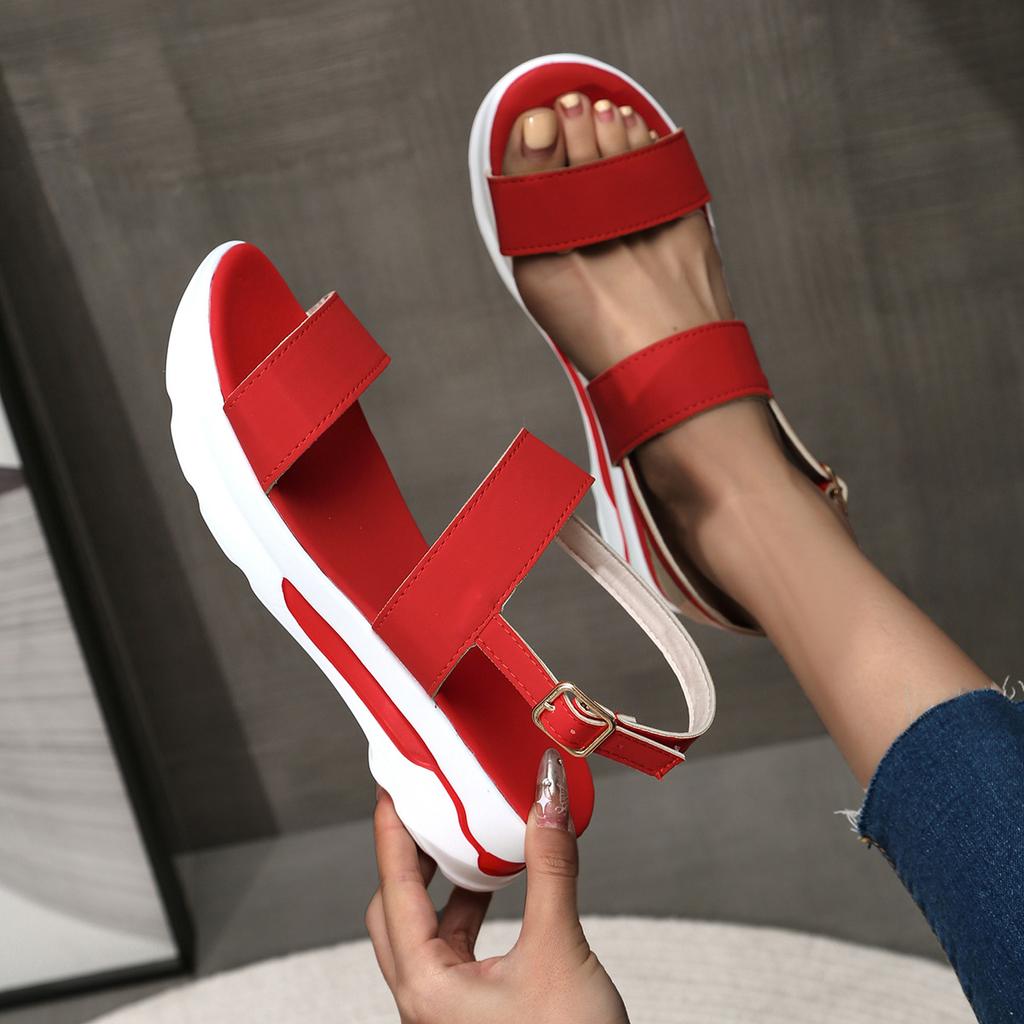 Fashion Buckle Platform Sandals Women's 2024 Summer Thick Sole Non-Slip Sandalias Mujer Outdoor Lightweight Sports Sandals White