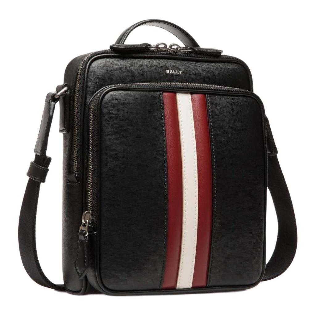 Bally Mythos Металлические аксессуары из палладия Сумка через плечо из переработанной коровьей кожи Мужские сумки Черный 6308448