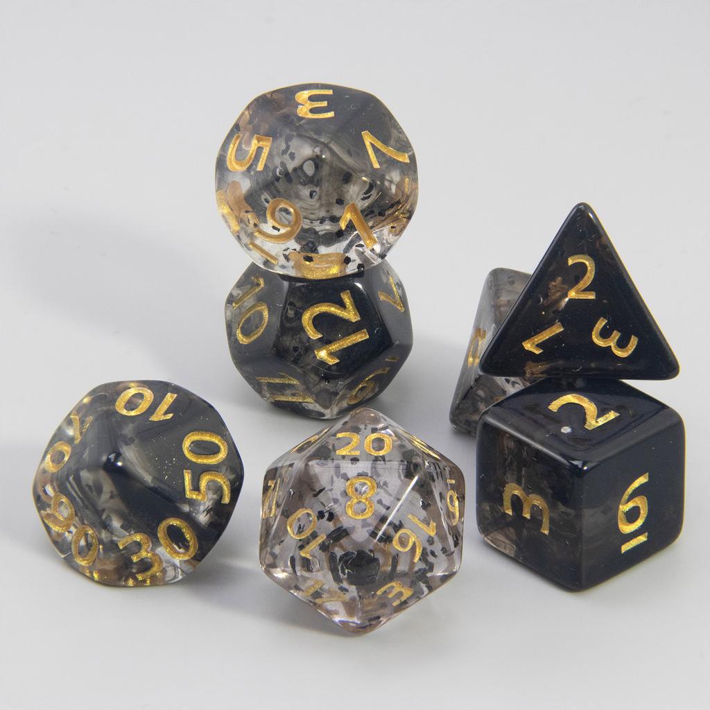Набор игральных костей DND из 7 кубиков с эффектом многогранной туманности и блеска D4 D6 D8 D10 D% D12 D20 для настольных игр DND RPG