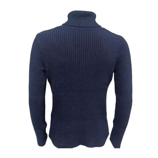 Мужской свитер осень-зима, трикотажный облегающий свитер с высоким воротником, эластичный топ, однотонный повседневный спортивный свитер