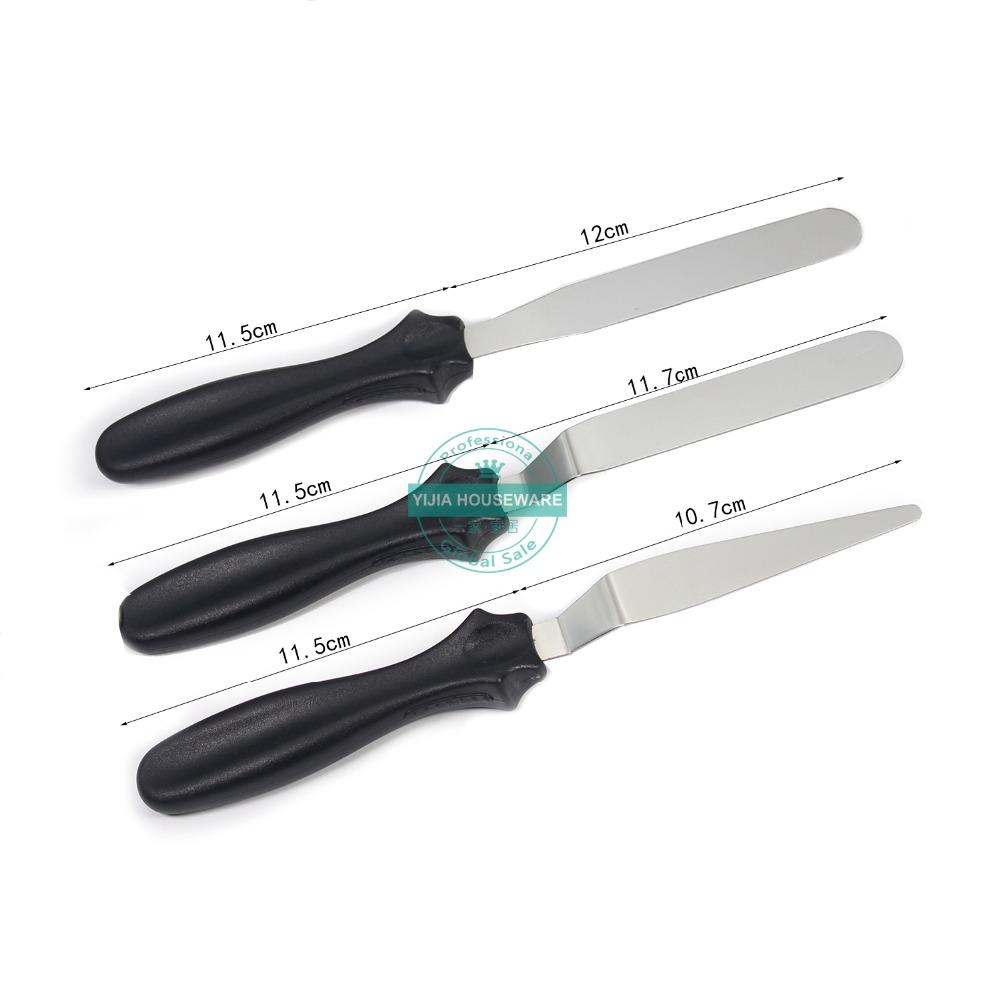 Small Cranked / Angled Spatula Palette Knife Set of 3,  Cakes / Icing / Sugarcraft / Fondant - Cake Decoration Tools