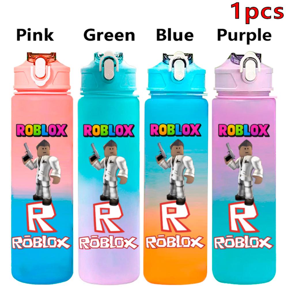 750ml Roblox Cartoon Large Capacity Gradient Color Straw Bottle Camping Drinking Tools Student Game Periphery Plastic Sports Cup