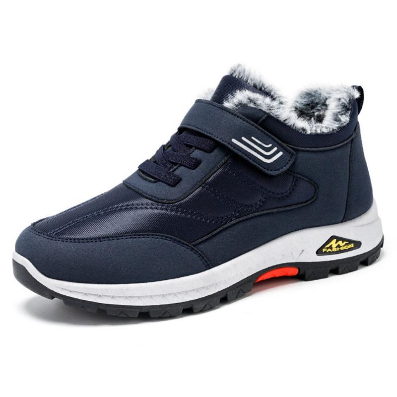 Модные новые зимние ботинки для мужчин Водонепроницаемая кожа Теплые снежные ботильоны Уличные Теплые Плюшевые Нескользящие Рабочие Высокие Повседневные Кроссовки