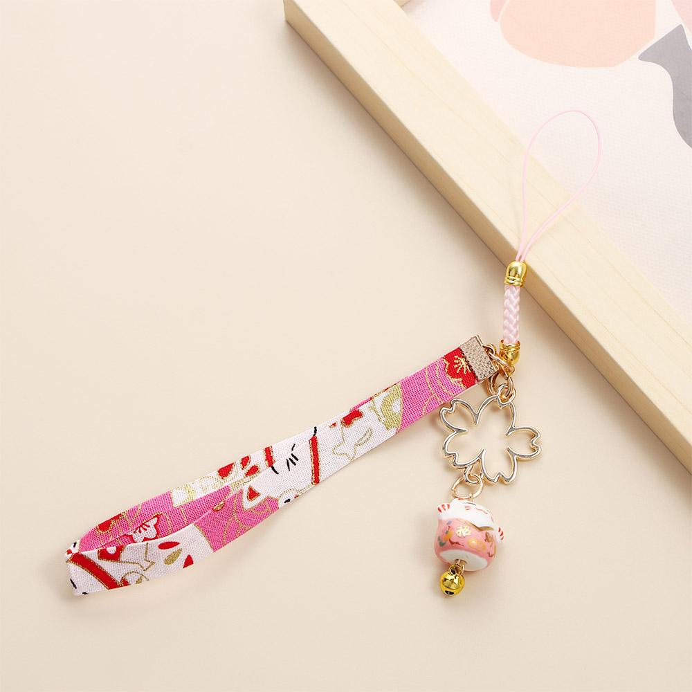 Blossoms Bag Pendent Ceramics Zinc Zinc Alloy Car Key Ring Japanese Style Pendant Lucky Cat Women Key Chain