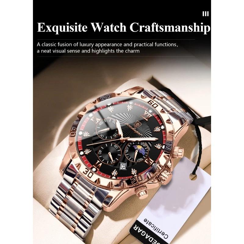 POEDAGAR Luxury Military Watch For Men Waterproof Luminous Chronograph Date Wristwatch Stainless Steel Quartz Watches