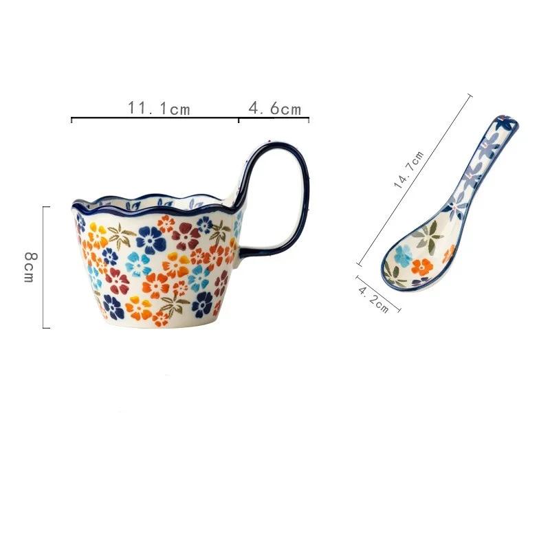 1 шт. 400 мл керамические кружки с ручками и ложками бытовая чашка для кофе эспрессо в подарок чашка для молока сока чая воды посуда для напитков