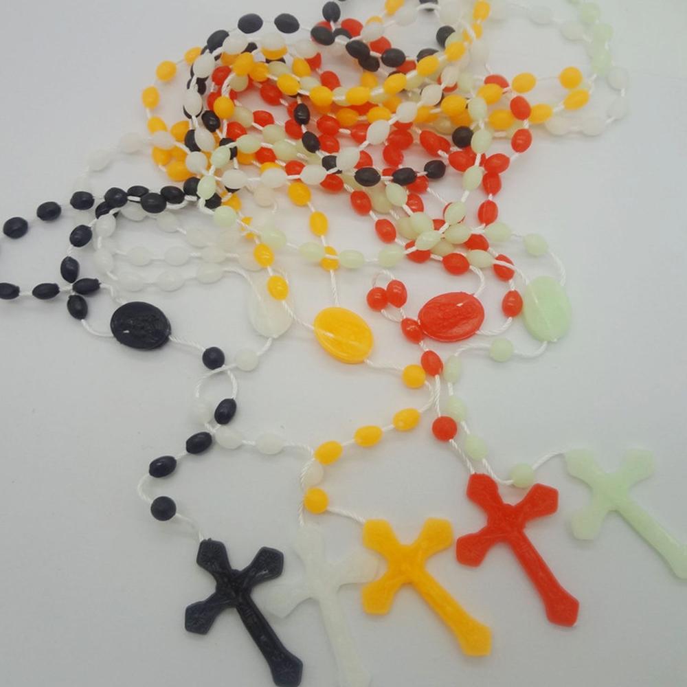 Glowing Plastic Jewelry Necklace Religious Cross Luminous