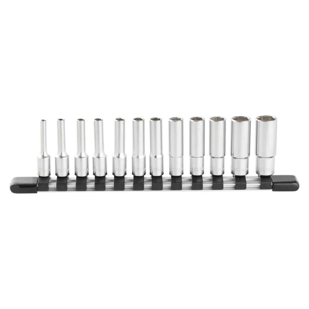 TONE Deep Socket Set with 12 Pieces (Hexagonal, Holder) HSBL212, 6.35mm (1/4") Drive,