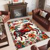 Horse Theme Crystal Velvet Floor Rug Personalized Custom Name Text Warm Carpet Home Decoration