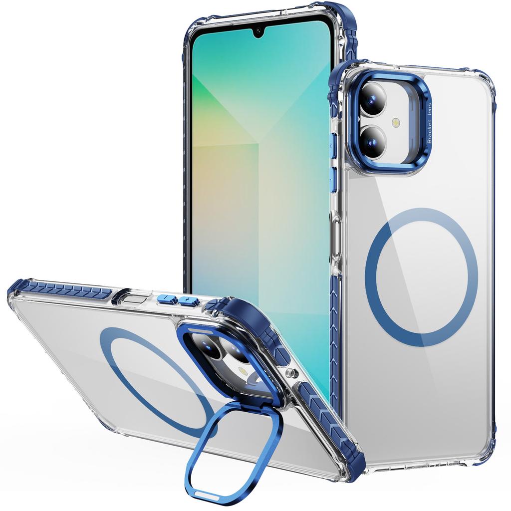 For Samsung Galaxy A05 4G Clear Phone Case with Lens Kickstand Cover Compatible with MagSafe