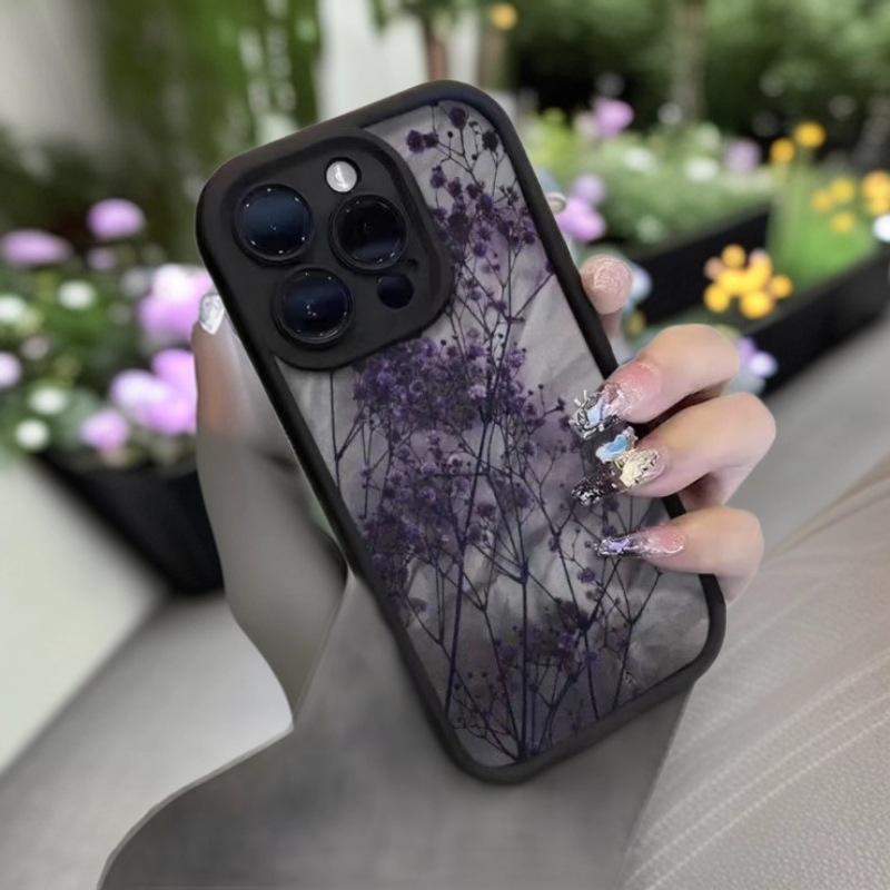 Фиолетовый Цветочный Чехол для Телефона Совместим с Apple iPhone 17 Pro Max по 13, Японский Корейский Ins Стиль, Трансграничный Европейский Американский Дизайн.