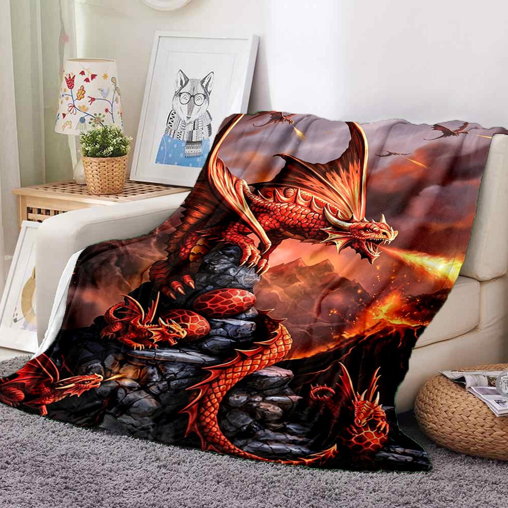 Dragon Fire Flannel Blanket Throw Blanket Soft Warm Sofa Bed Camping Home Decor Unique Christmas Gift Cs92245