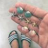 4pairs/set  Starfish Shell Stud Earring Set Women Colorful Conch Shells Star Stud Earrings Party Bea