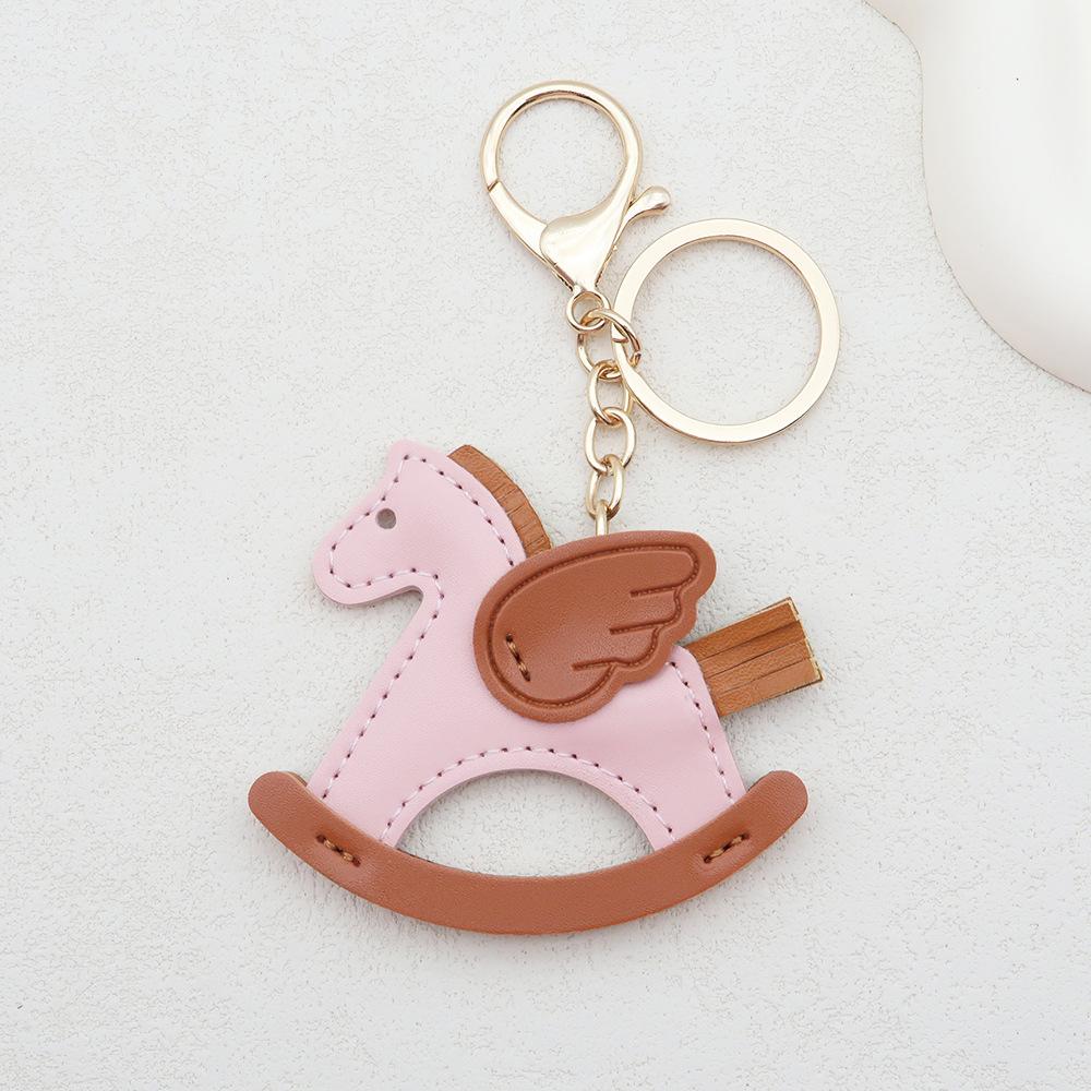 Women's Bag Charm Decoration Bag Pendant Cartoon Rocking Wooden Horse Women's Leather Bag Charm Key Chain Cute Bag Accessories Gifts