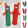 1 Pair Christmas Couple Socks Cartoon Shape Magnetic Hand-linking Festive Mid-tube Thick Warm Anti-slip