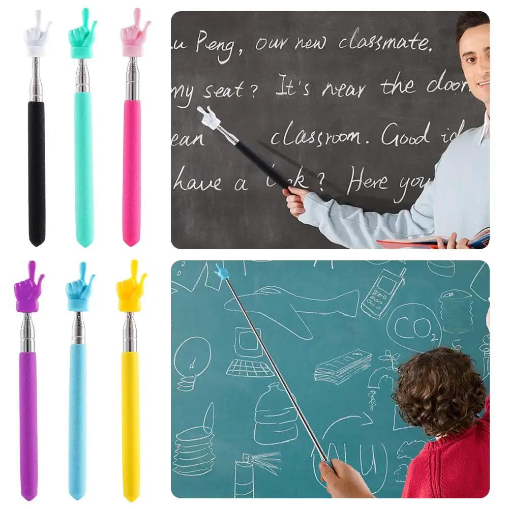 Retractable Teacher Pointer  Finger Design Stainlesssteel Telescopic Aids Teacher Supplies Blackboard Finger Teaching Tools
