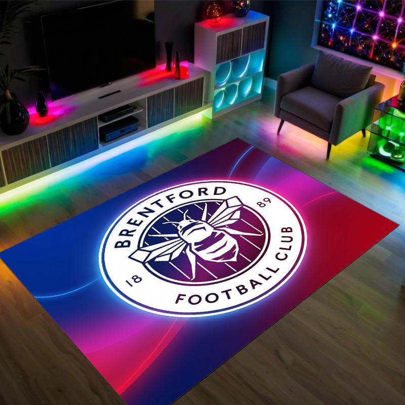 Brentford Football Design Crystal Velvet Carpet Cozy Non?Slip Printed Rug For Bedroom Living Room Entrance