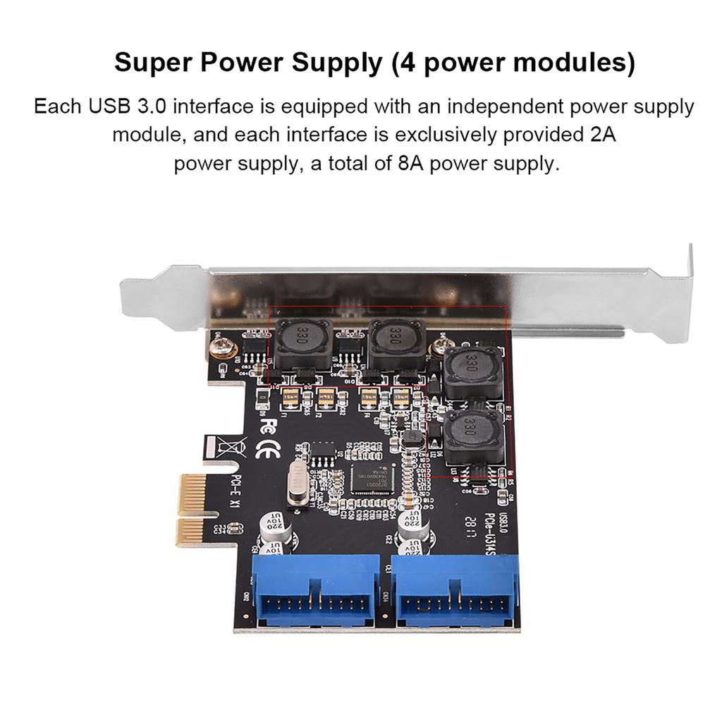 Карта расширения PCIE PCIExpress на внутренний 2-портовый 19-контактный разъем USB 3.0 с низкопрофильным кронштейном