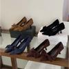 2025 Autumn New Pointed Suede Bow Retro High Heels Women's Fashion Versatile Stiletto Commuter Shoes