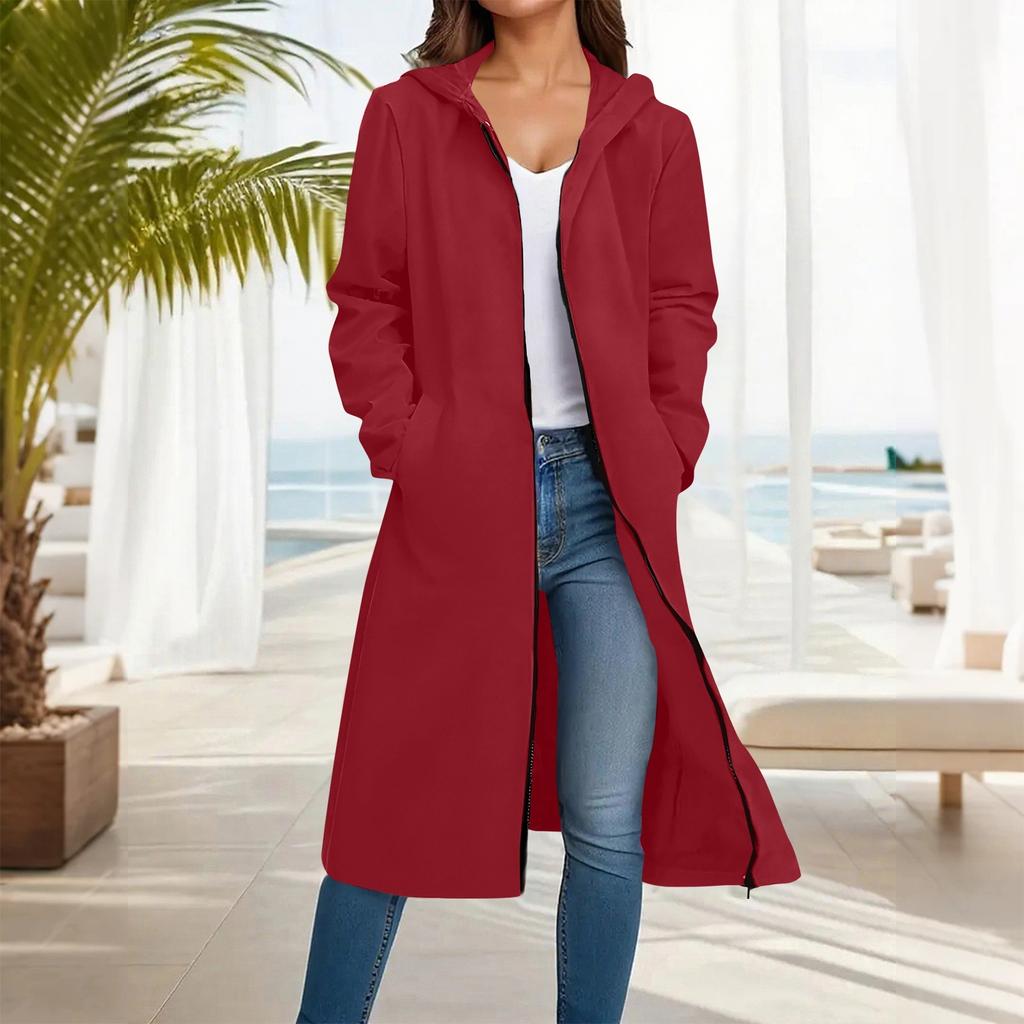 Women's Fashion Casual Plus Size Hooded Long-Sleeve Solid Jacket