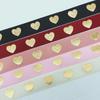 1cm Gold Peach Heart Hot Stamping Love Print Ribbon, 10m/Roll - Ideal for Gift Packaging