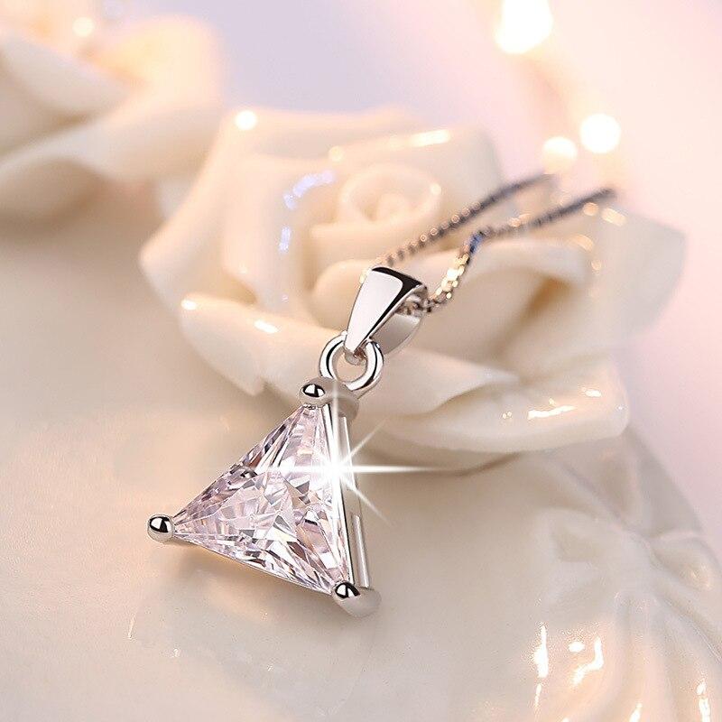 Подвески и ожерелья из стерлингового серебра 925 пробы с треугольной геометрией для женщин, цепочка из циркония, модные украшения для свадебной вечеринки GaaBou