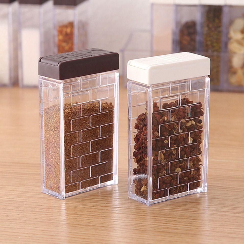 6Pcs/Set 6-in-1 Seasoning Storage Box Double Opening Cover Seasoning Bottle Spice Canister Set  BBQ
