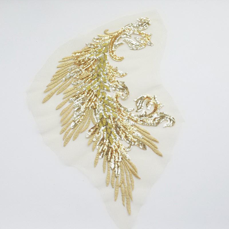 Вышитые нашивки Швейные аксессуары Перья Пайетки Кружево Рукоделие Хвост Феникса Сделай сам Пайетки Нашивки