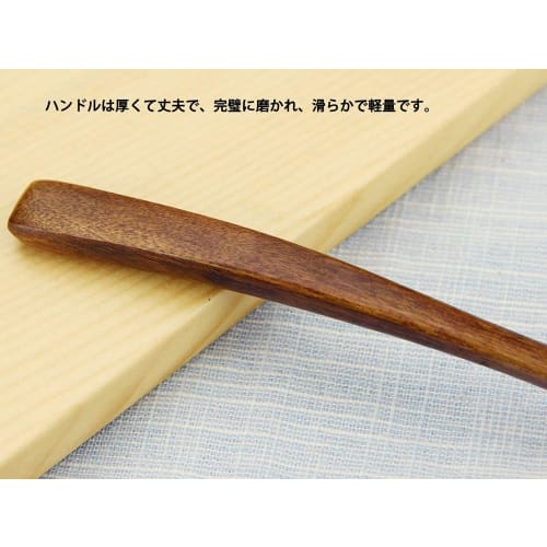 YFWOOD 5-Piece Set of 20cm Natural Wood Spoons with Genuine Lacquer Finish, Dinner Spoons with Medium-Long Handles, Wood Cutlery for Soup, Curry, and