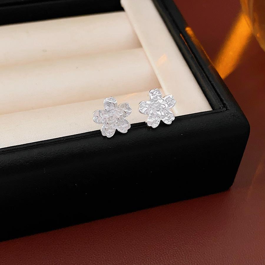 Silver Needle Super Fairy Elegant Bow Flower Stud Earrings French Light Luxury Earrings Literary Style Sweet Versatile Earrings