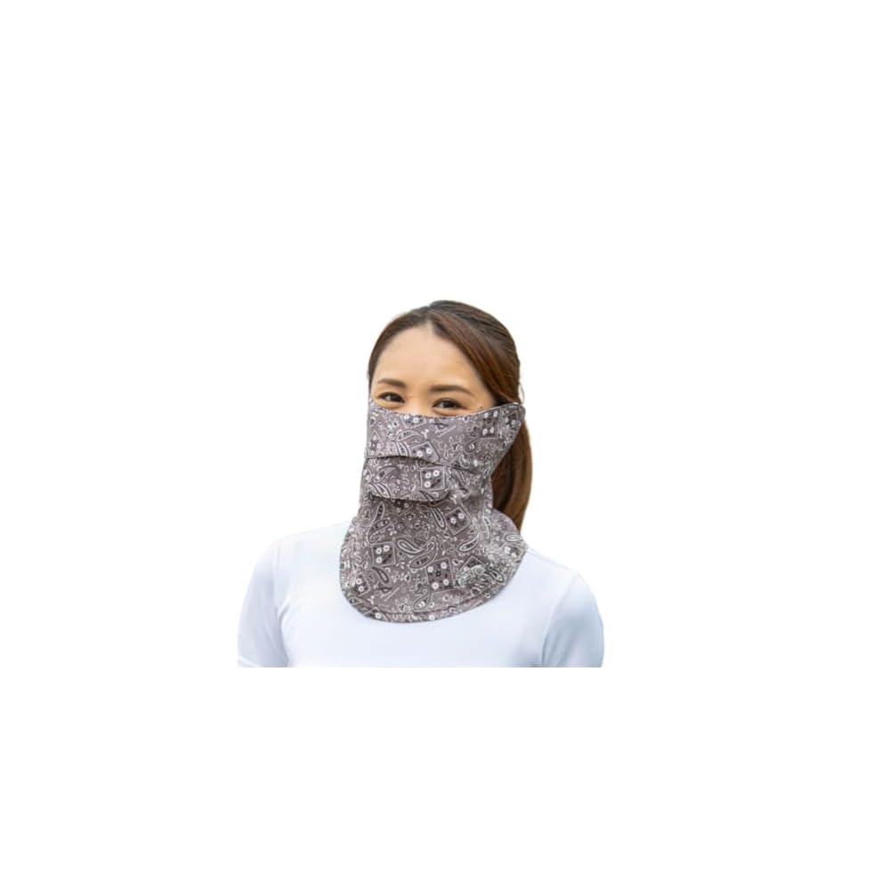White Beauty Breathable UV Face Cover CH Type Paisley Floral UV Face Mask for Face, Ears, and Neck