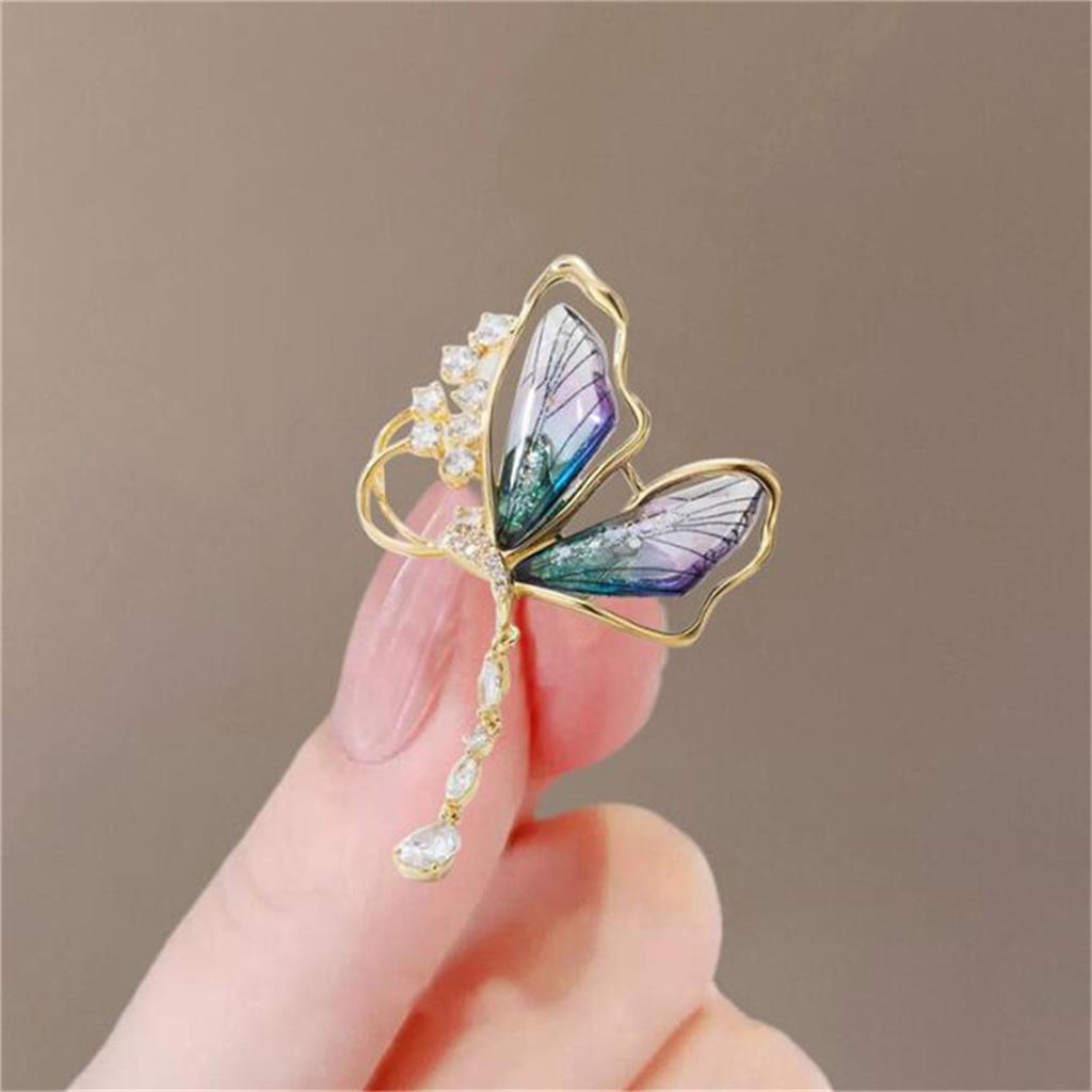 Rinhoo Shining Full Rhinestone Butterfly Brooch For Women Elegant Crystal Insect Collar Lapel Pins Animal Corsage Party Jewelry