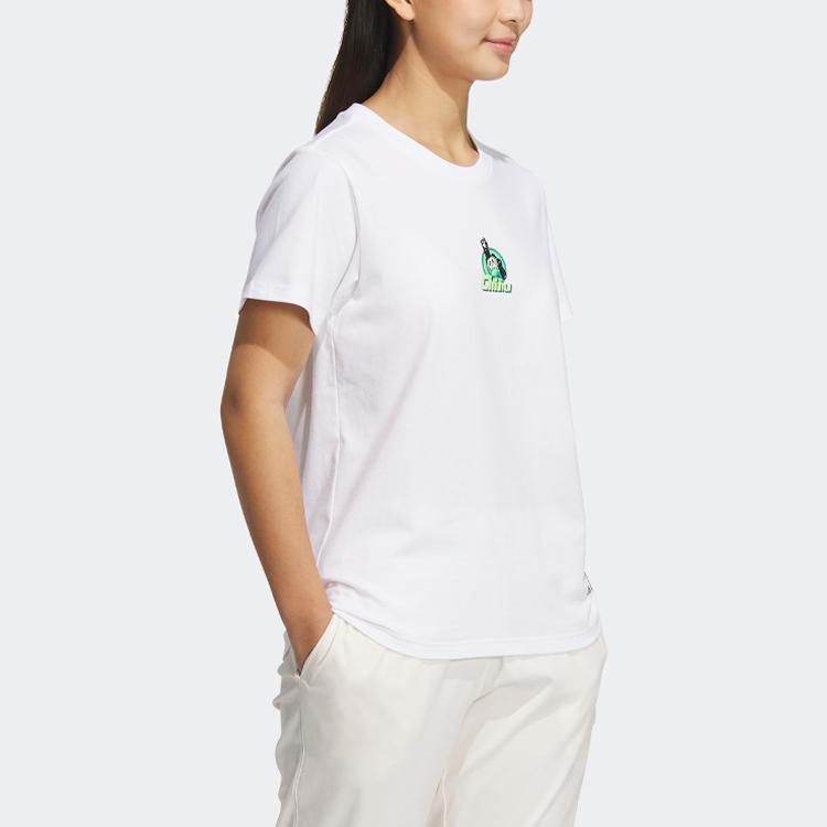 Adidas Футболка с графическим принтом и женскими топами с мультяшным принтом, белая IP3952