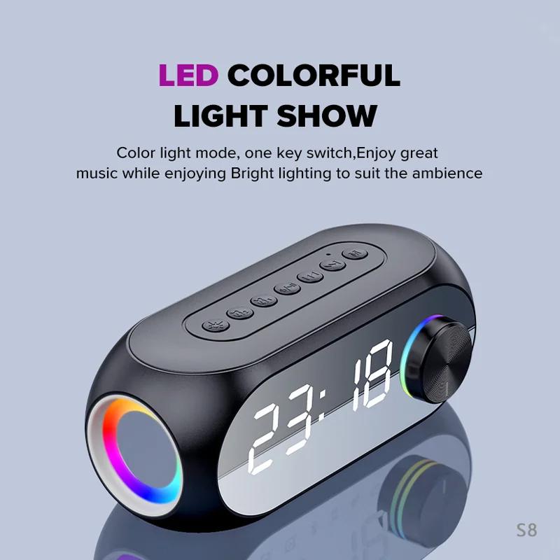 S8 Беспроводной Bluetooth-динамик HD Светодиодный дисплей Многофункциональные стереобасовые динамики Будильник FM-радио TF-карта Aux Воспроизведение музыки