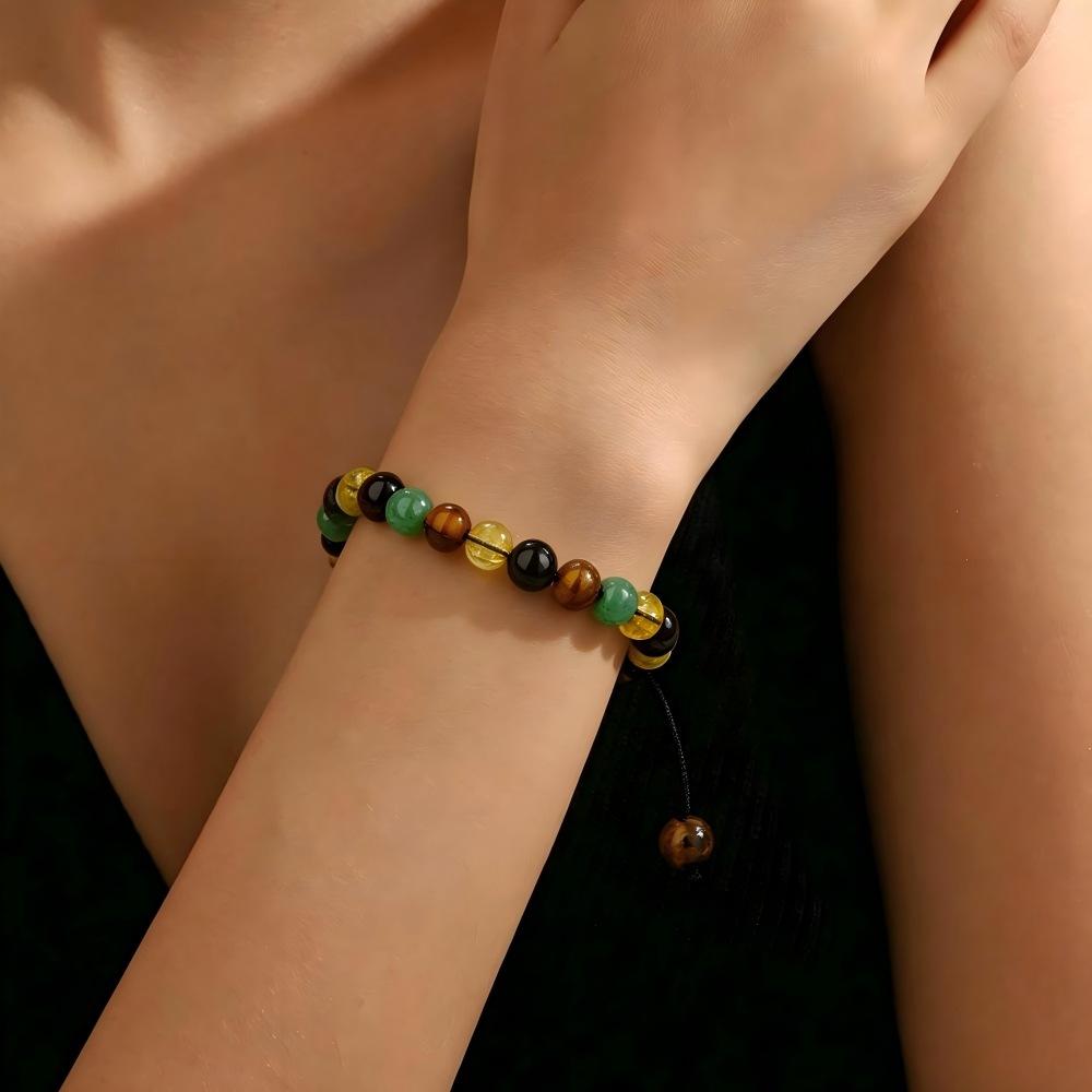 Natural stone woven hand rope combination, colorful versatile adjustable handmade crystal beaded bracelet