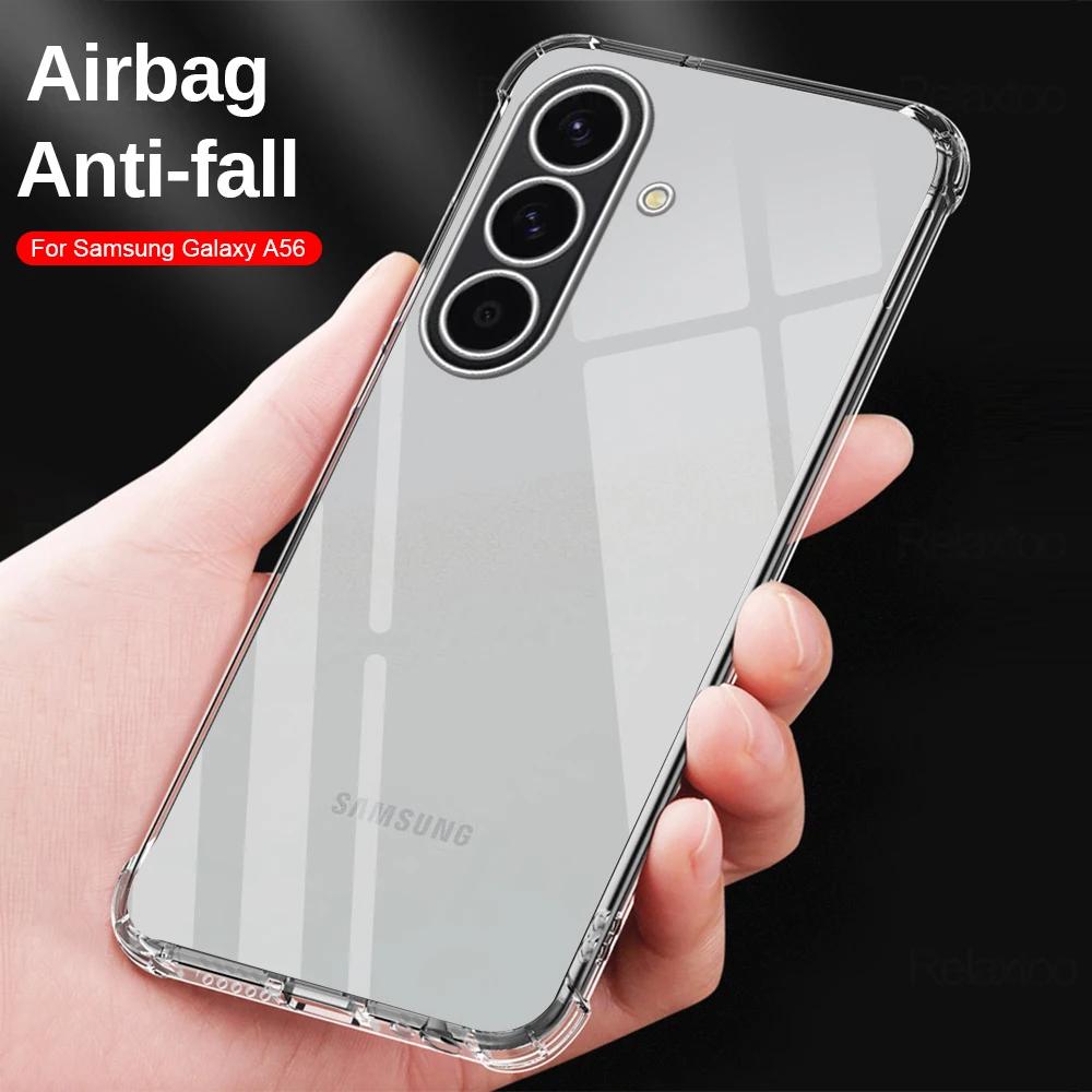 Прозрачный кристальный силиконовый мягкий чехол для Samsung Galaxy A56 A36 A26 A16 A06 A55 A35 A25 A15 A05 A54 Четыре угла Anti Drop Soft Shell