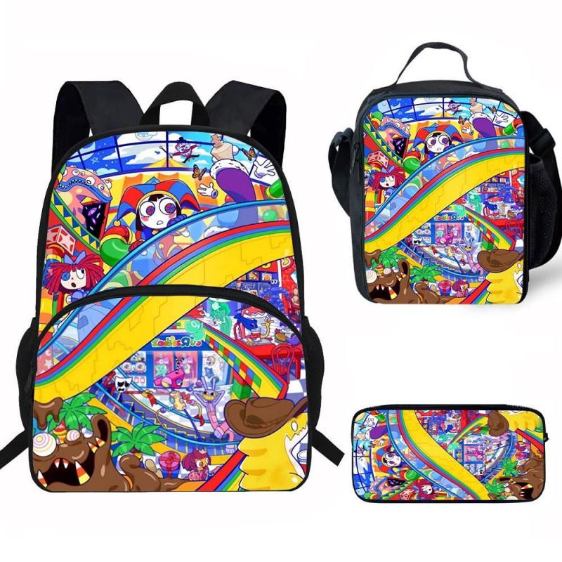 Kids Cartoon Backpack Set Elementary School Students With Lunch Bag Pencil Case - Lightweight Ergonomic Oxford Fabric