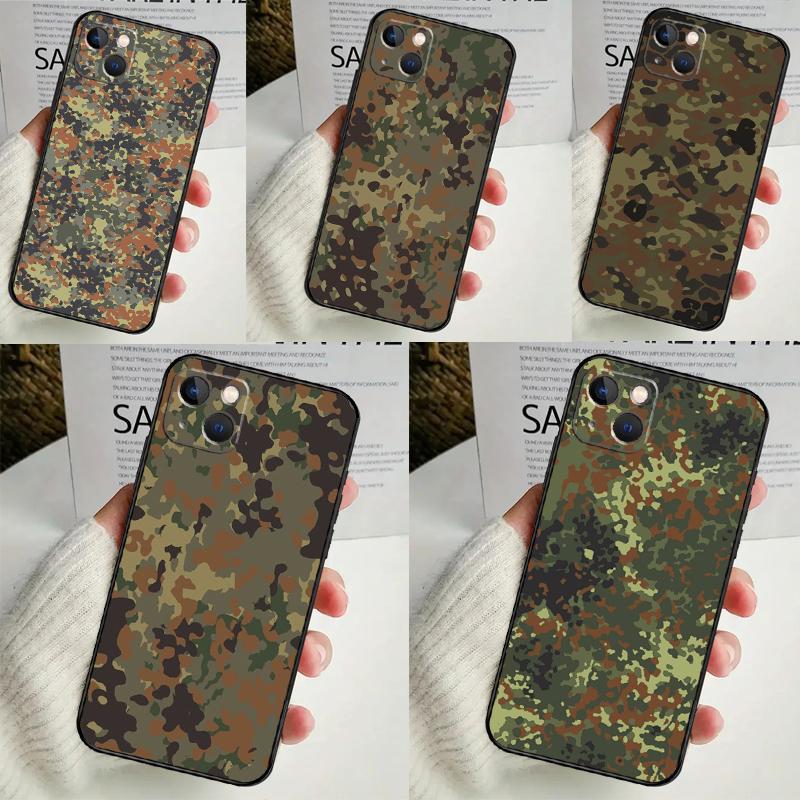 Flecktarn Camouflage Camo Phone Case For iPhone 14 13 12 11 16 15 Pro Max Plus Mini 7 8 X XR XS Max Soft Cover