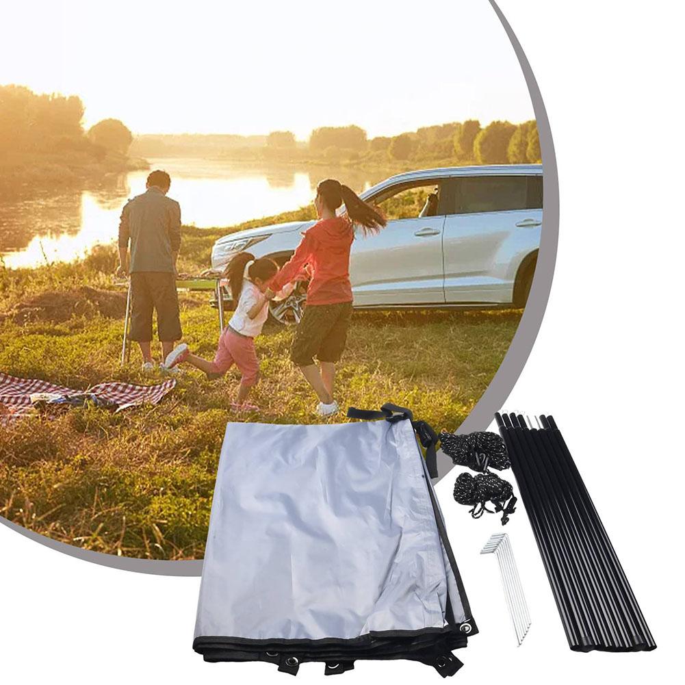 Car Side Awning Tent Black Coating Tarp Outdoor Waterproof Camping Black Coated Car Rear Shelter SUV Self-driving Supplies