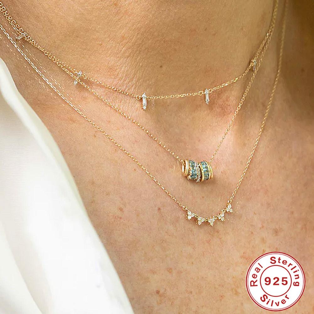 Серебряное ожерелье с подвеской в виде треугольного циркония S925, подвеска в виде ключицы, цепочка на ключицу премиум-класса с бриллиантами в стиле «Темперамент»