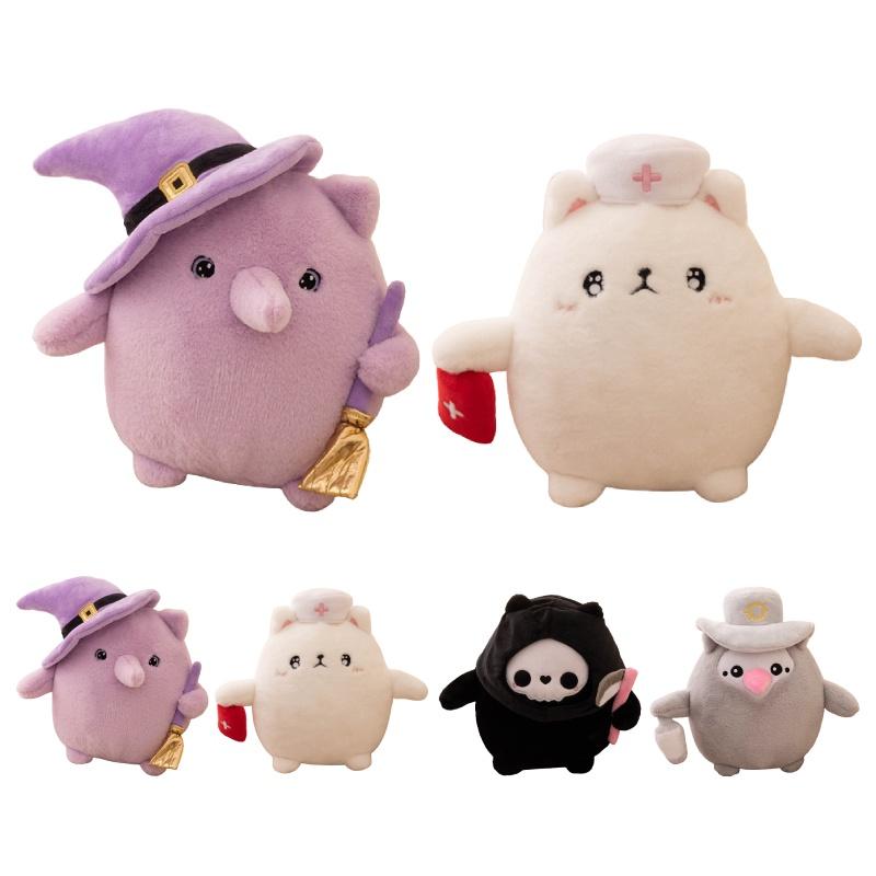 Dark Cat Series Plush Toys For Halloween Witch, Nurse, Death, And More