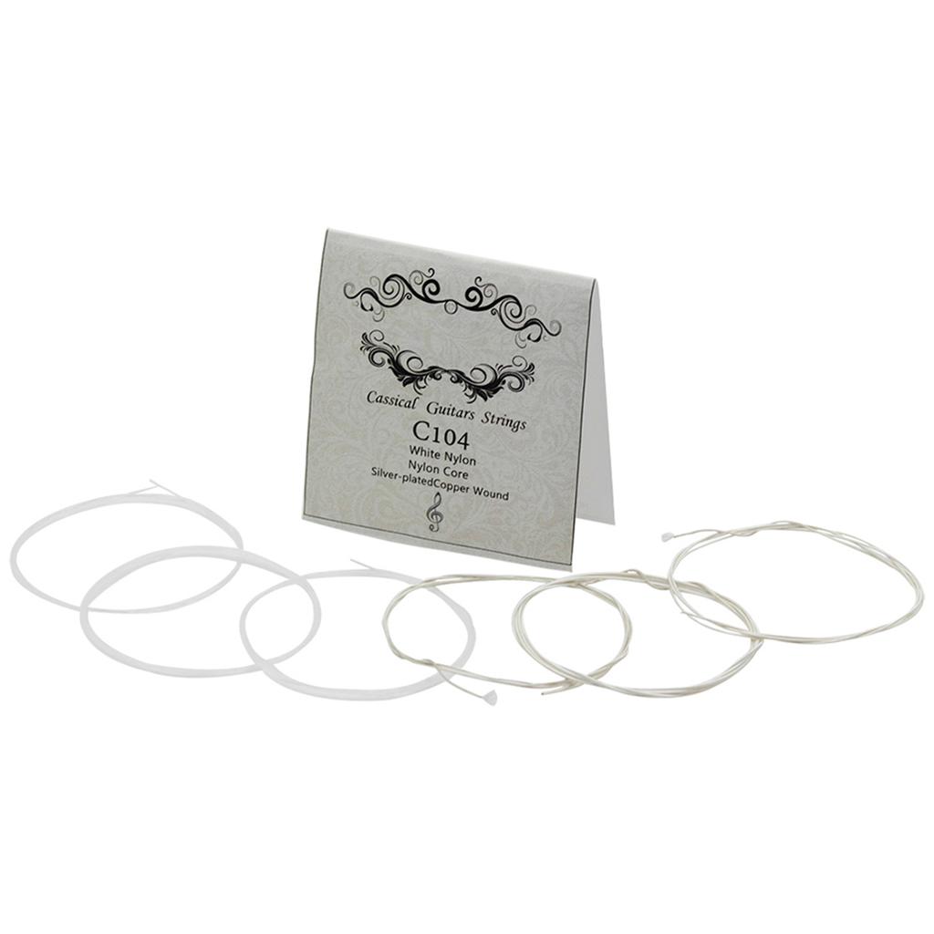 Acoustic Classical Guitar Strings Nylon Silver Plated Copper Alloy Wound, 6pcs Set (.028 .043)
