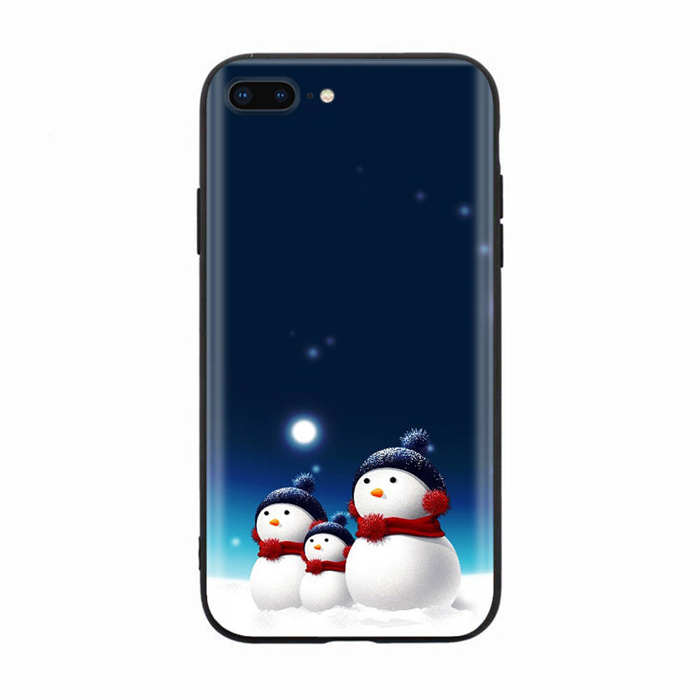 Черный чехол для Xiaomi Redmi 13C Note 9 iPhone XR 7 8 14 15 11 12 13 X XS Pro Max Samsung A25 S23 S24 FE Ultra Plus Snowman