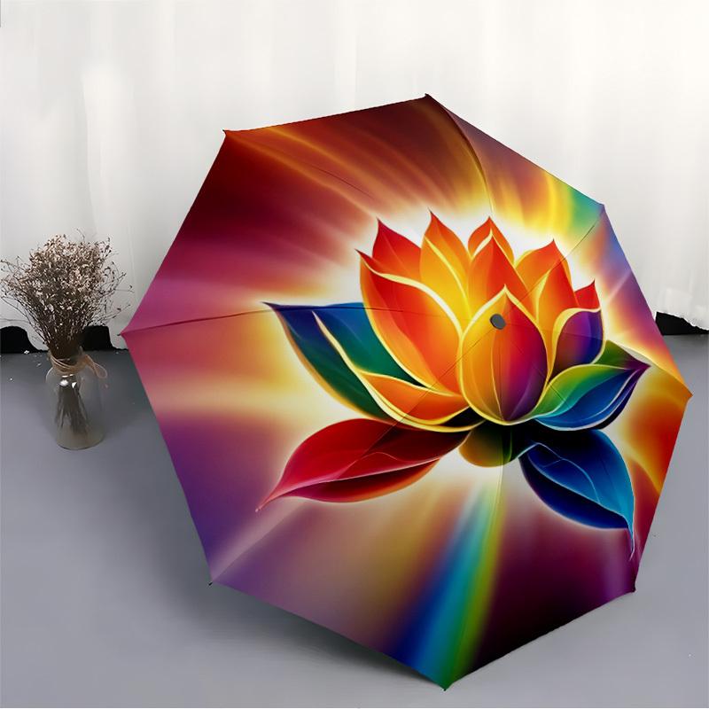 1pc Lotus Flower Automatic Umbrella Portable Home Essential Umbrella, Iron Umbrella Structure Suitable for All Seasons yy251123196