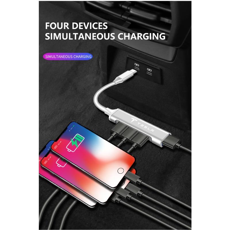 1 шт. Адаптер Type-C на USB Многопортовый распределитель-хаб Автотовары для Tesla Model S Model X Model Y Model 3 Roadster SpaceX Аксессуар
