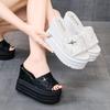 Cool Slippers for Women Summer New Style White High Rise Inside Thick Sole Sponge Cake Fashionable Wedge Heel Super High Heels 12cm