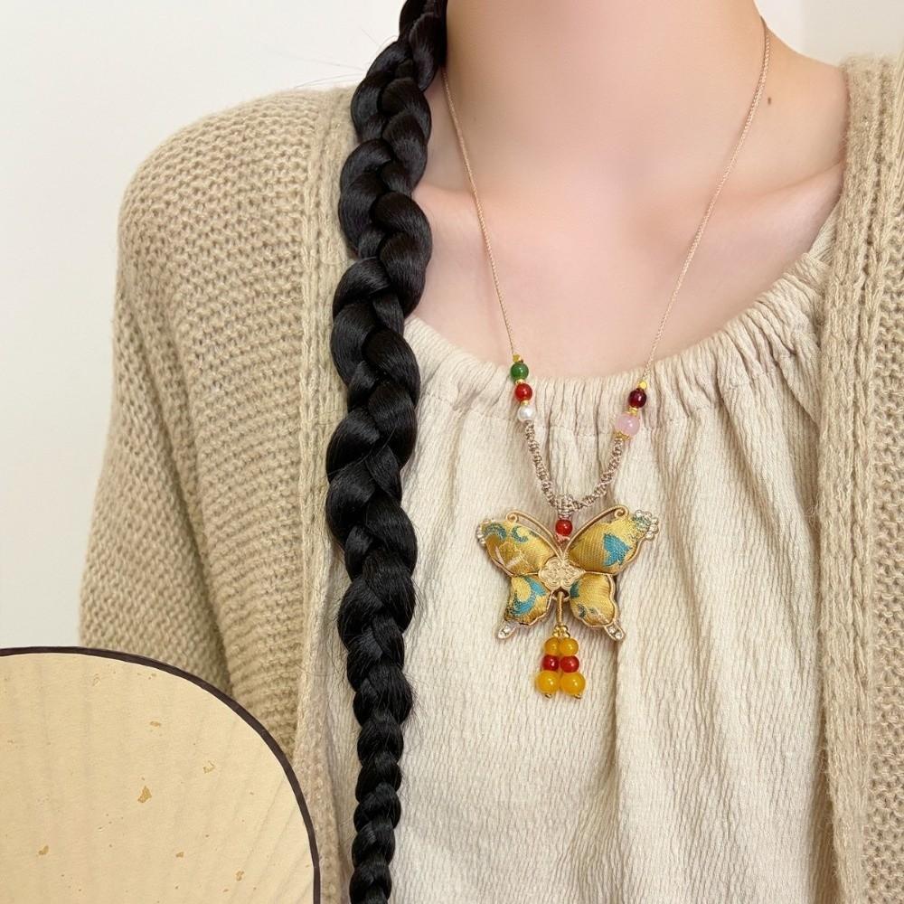 Traditional Tassels Necklace Butterfly Pendant Embroidered Pendant Necklace  Ethnic Fashion