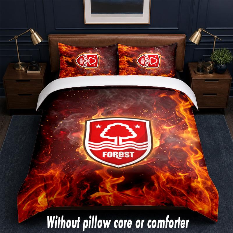 Nottingham Forest Football Design Bed Bedding Set 1 Duvet Cover + 2 Pillowcases Soft Breathable Household Bed Linens