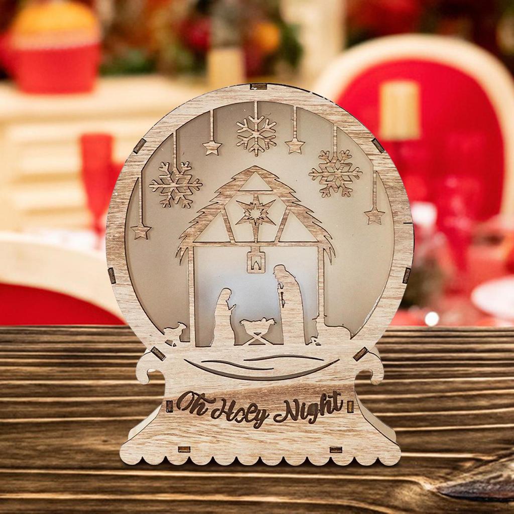Nativity Scene Light Christmas Decor Ornament for Office Desktop Table