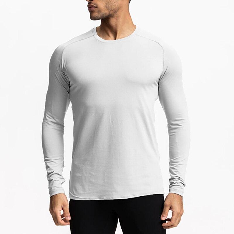 Muscleguys Spring and Autumn Men's Long Sleeved Thin Bottoming Shirt Slim Fitness Pullover Sweater Outdoor Running